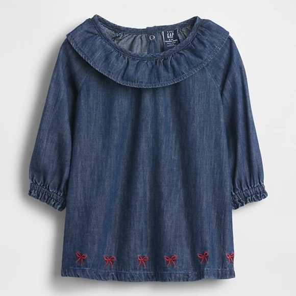 GAP Blue Denim Dress and Striped Bodysuit Set - Picture 9 of 11